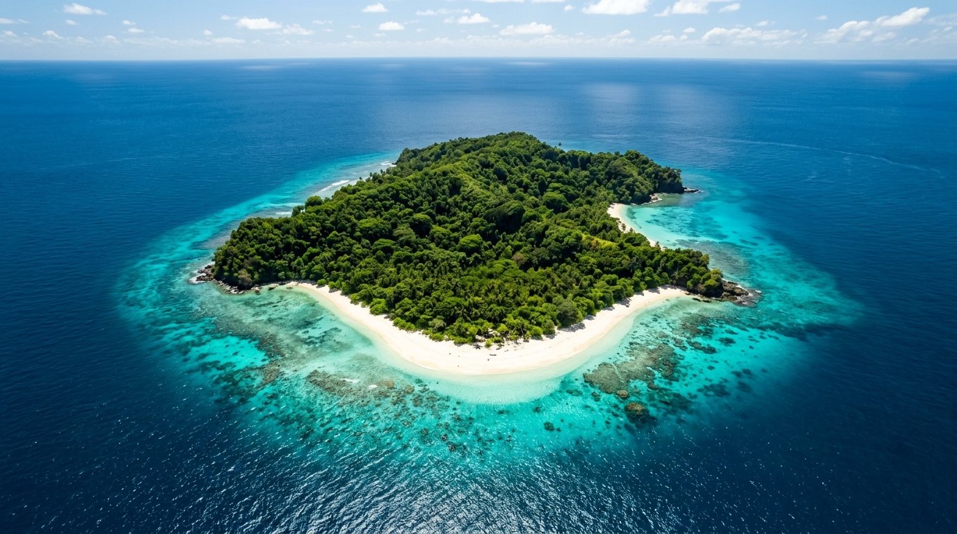 Vista dall'alto isola tropicale